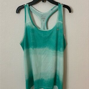 Nike Dri-FIT Racerback Tank Top Teal Ombre Workout Athletic Large